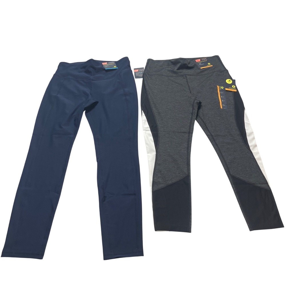 Xersion Leggings Bundle Womens L Navy Gray NEW High Rise Training Ankle Full 2pk